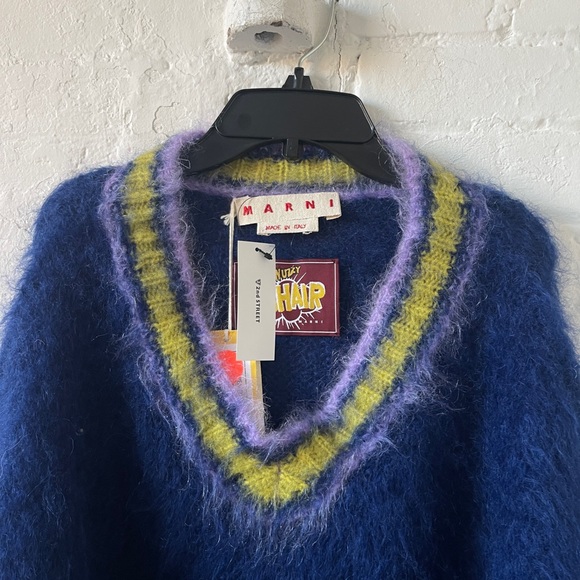 Marni Fuzzy Wuzzy Striped College Mohair Sweater - Picture 3 of 7